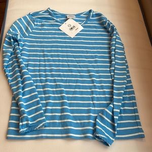Brand new with tags Hanna Anderson blue and white striped top for girls size 8